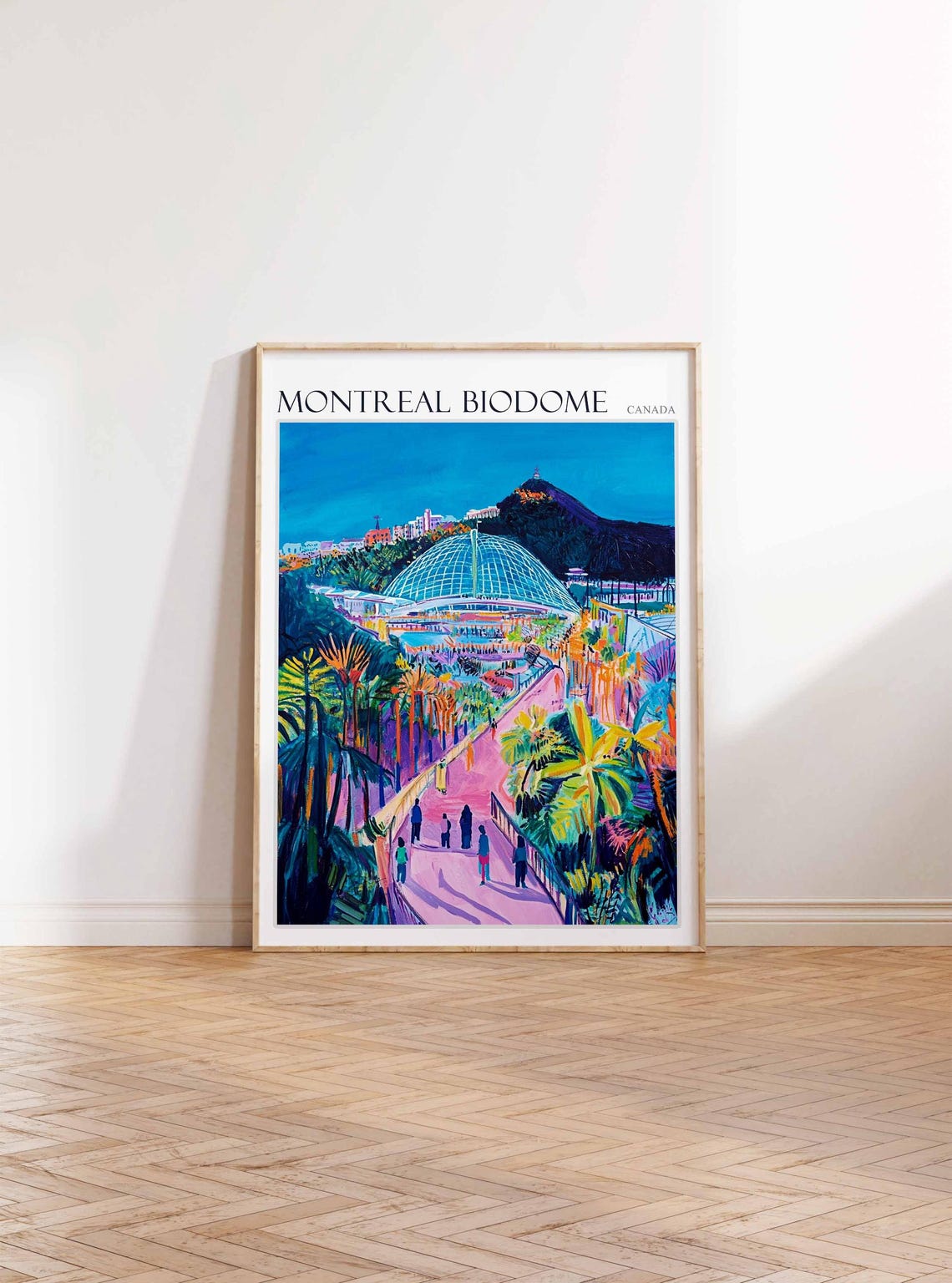 Montreal Biodome Canada Evening Garden Path in Neon Hues Travel Poster - Image 4