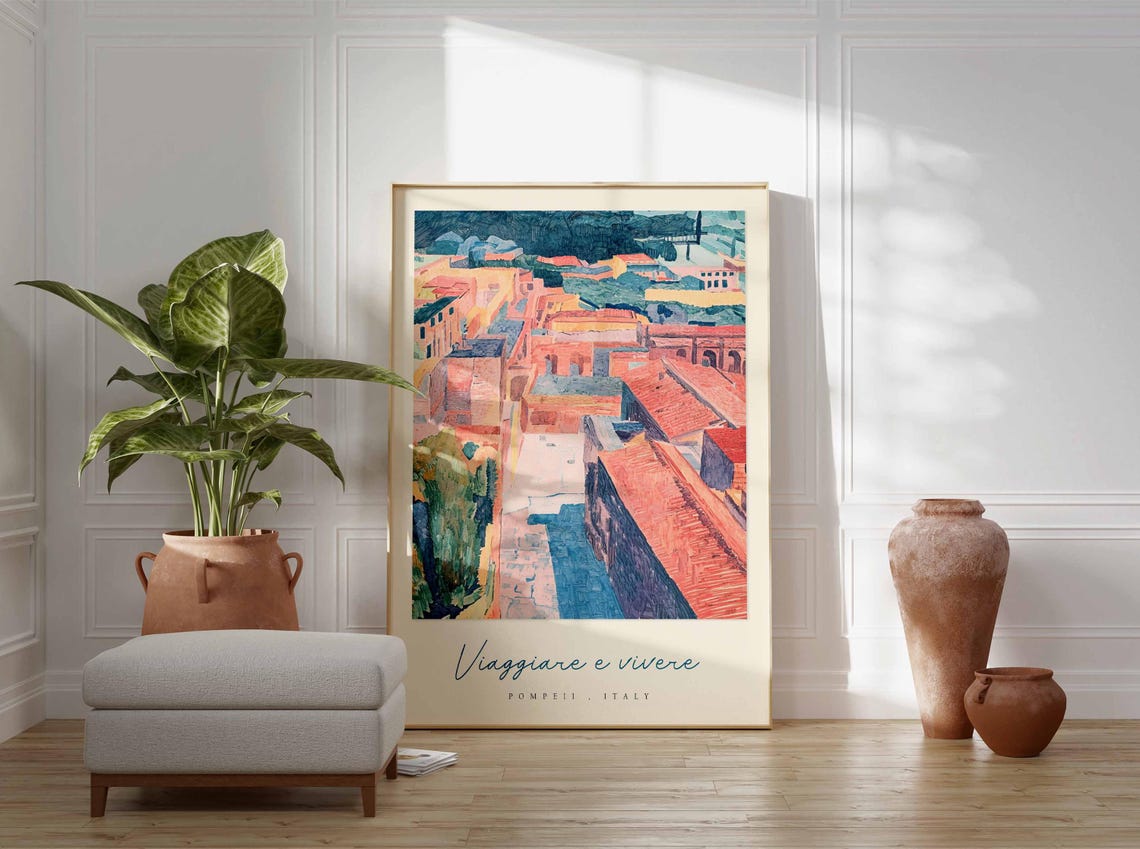 Pompeii Poster Italian Travel Print Pompeii Travel Art Pompeii Wall Art Italy Art Italy Travel Decor Italian Travel Gift - Image 3