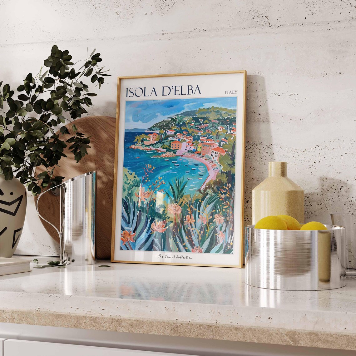 Isola d'Elba Italy Turquoise Bay Boats Harbor Town Travel Poster - Image 2