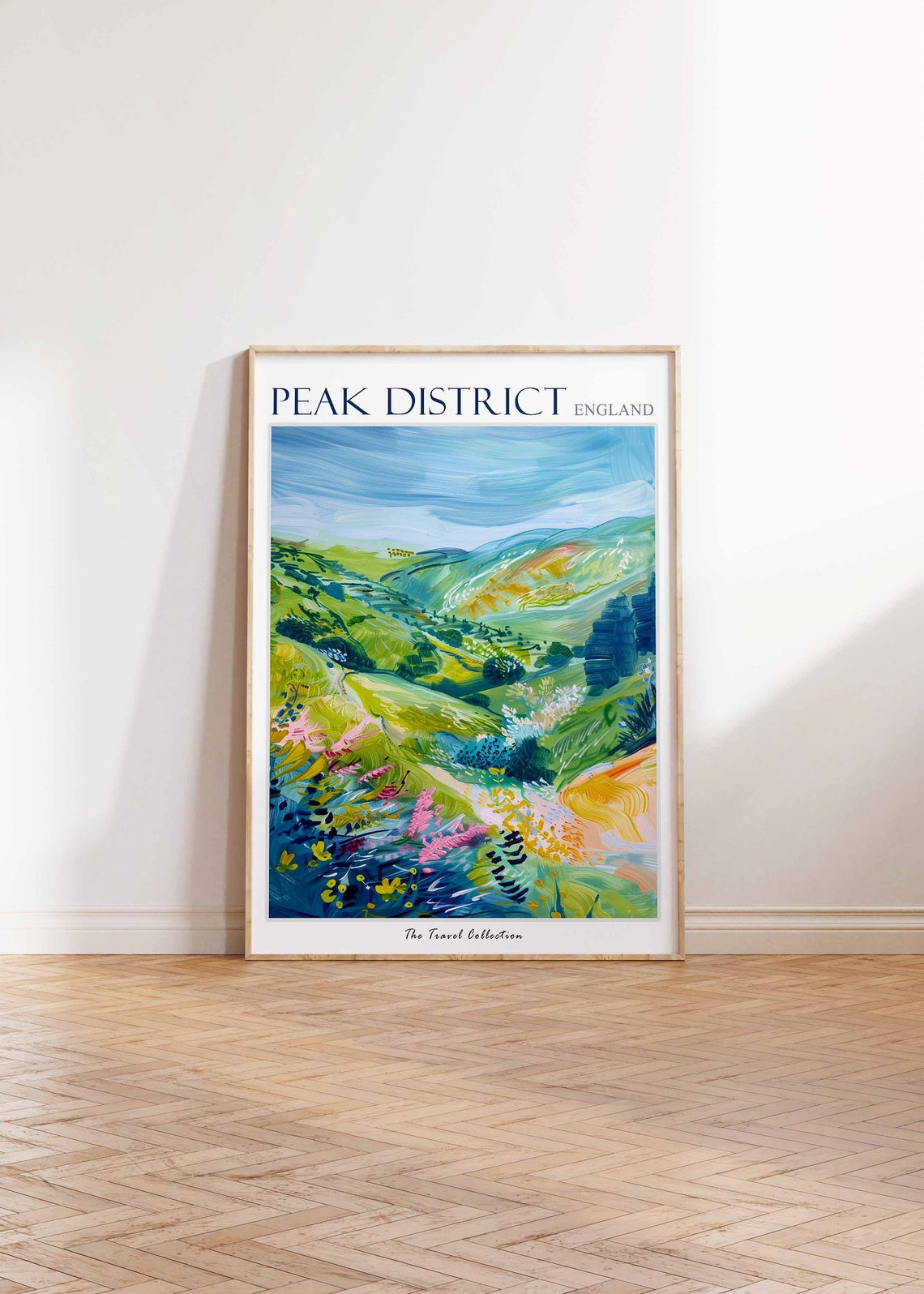 Peak District England Green Rolling Hills Meadow Landscape Poster - Image 2