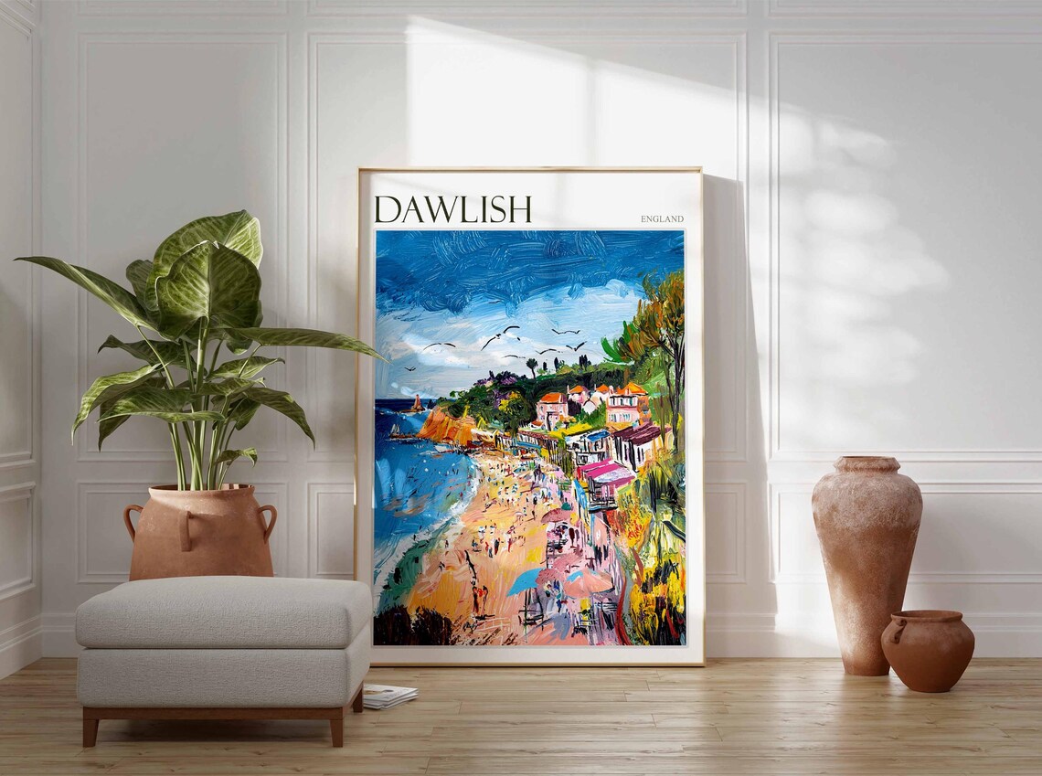 Dawlish Poster Devon Poster England Travel Poster Coastal Wall Art English Home Decor Seaside Town Poster Uk Travel Print Dawlish Art - Image 3