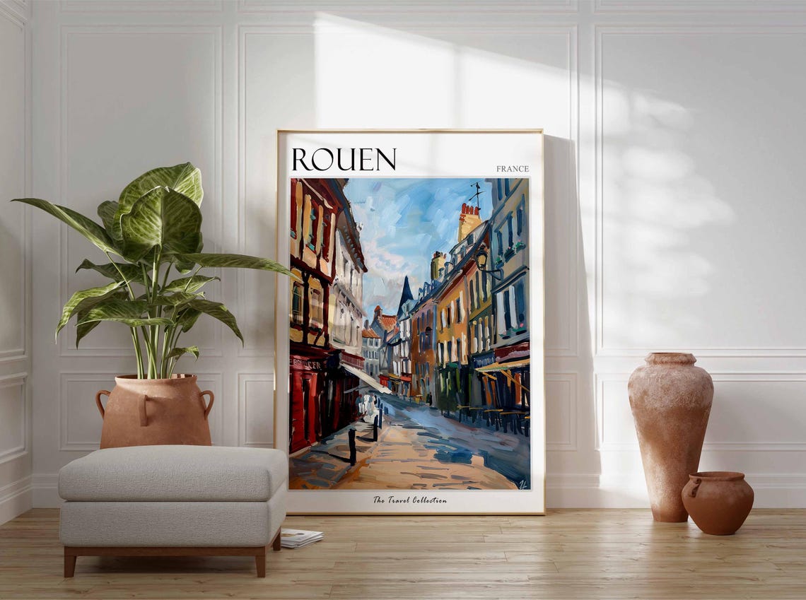 Rouen Poster France Travel Print French Decor Europe Travel Poster European Wall Art City Print Rouen Gift Rouen Travel Poster - Image 3