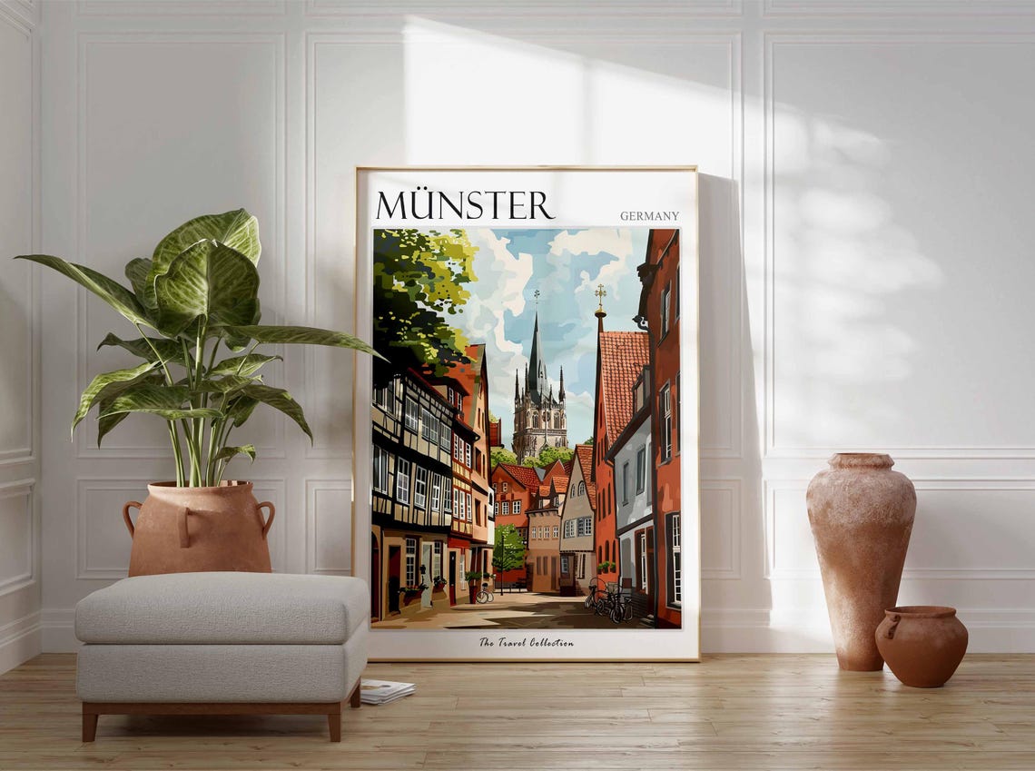 Mnster Poster Germany Travel Print German Decor Europe Travel Poster European Wall Art City Print Mnster Gift Mnster Travel Poster - Image 3