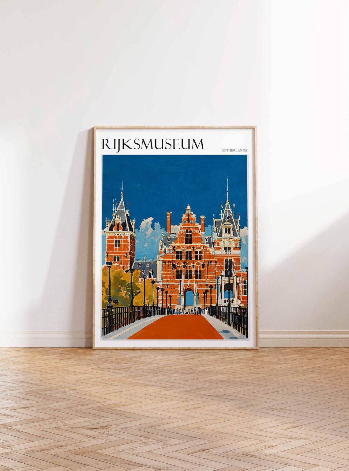 Rijksmuseum Amsterdam Orange Facade Blue Sky Painting Poster - Image 2
