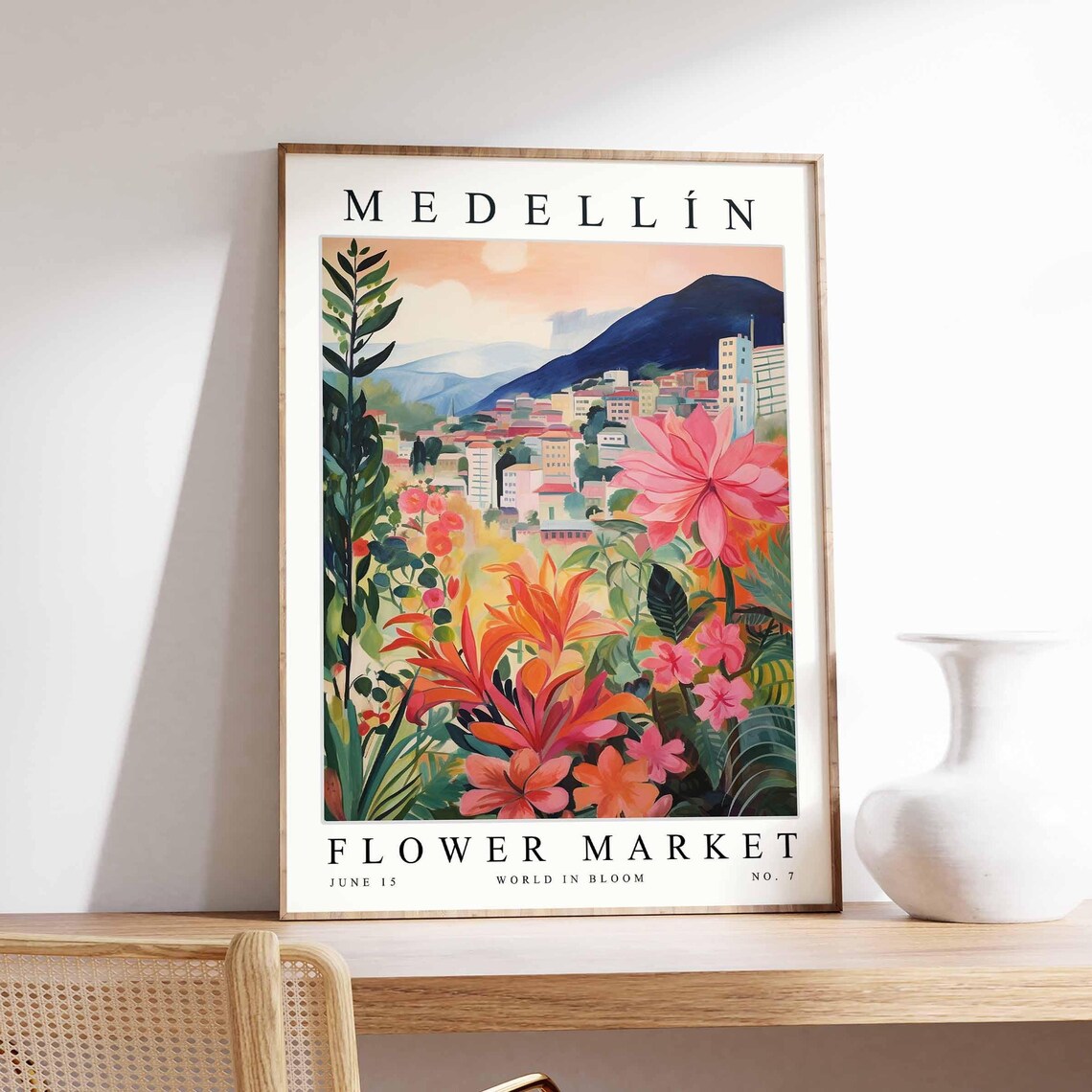 Medellín Flower Market No 7 Valley City Mountains Tropical Bloom Poster