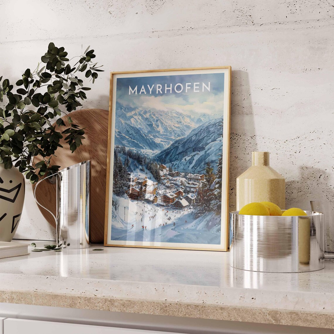 Mayrhofen Wide Valley Resort Snowy Mountains Vista Travel Poster - Image 2