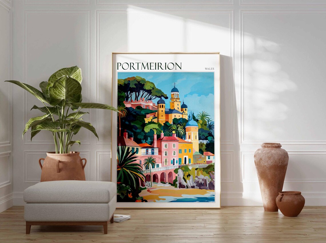Portmeirion Travel Poster, Wales Coastal Wall Art - Image 3