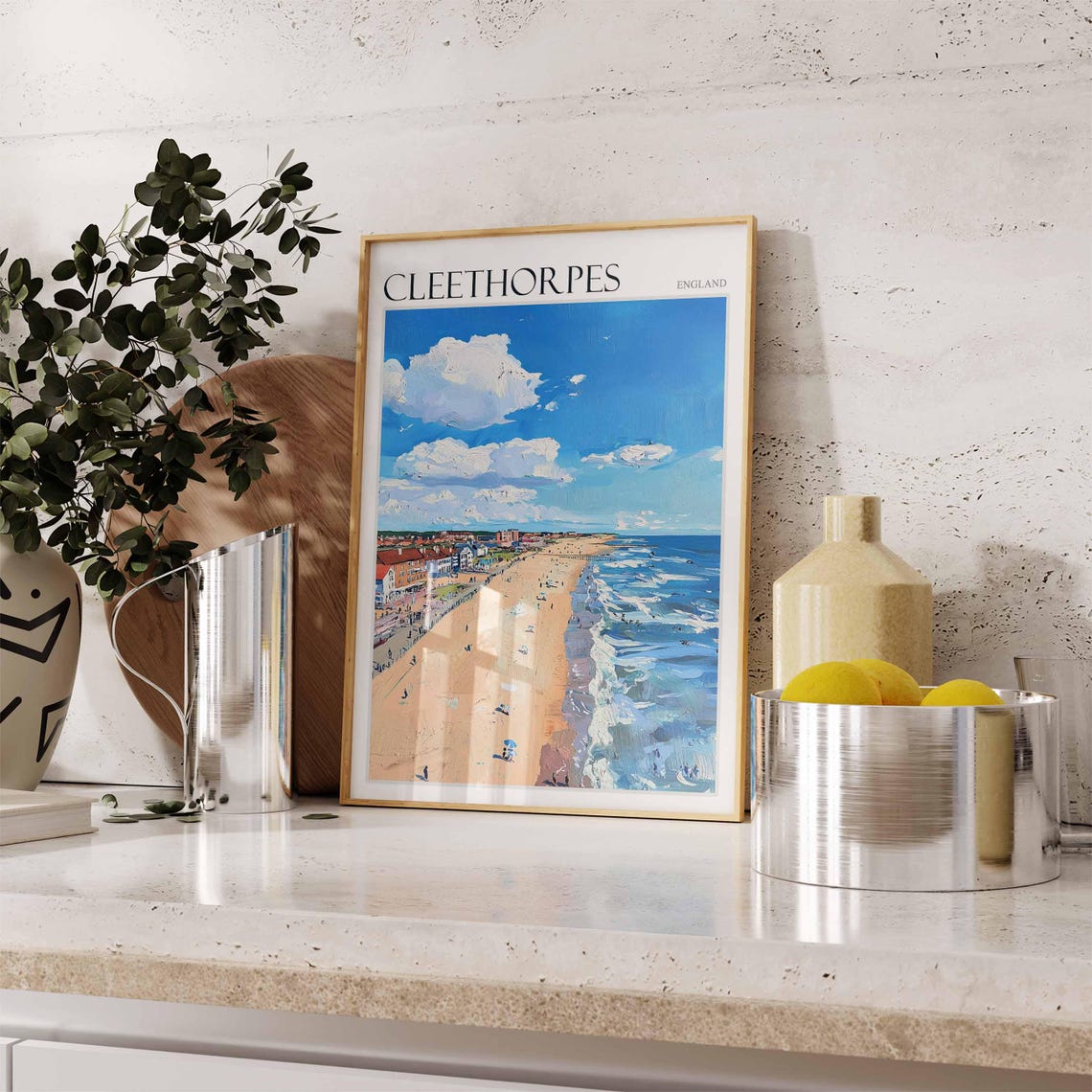 Cleethorpes England Dramatic Clouds Wide Sandy Beach Travel Poster - Image 2