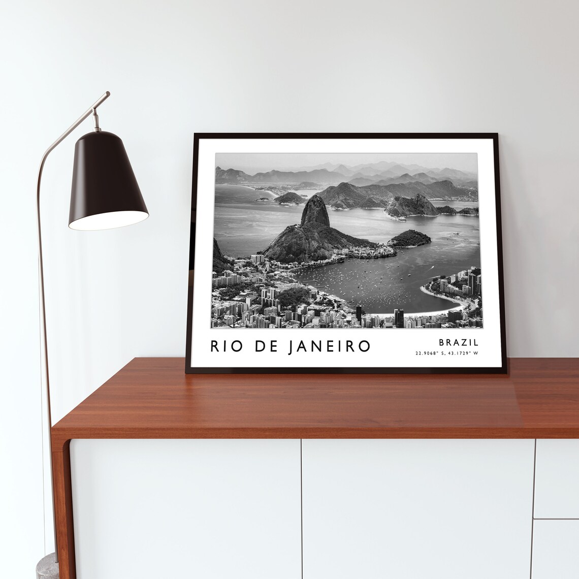 Rio de Janeiro Brazil Sugarloaf Aerial Black White Photo Poster - Image 3