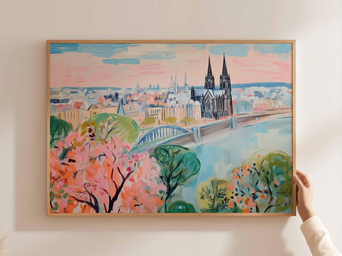 Cologne Cathedral Travel Poster, European Cityscape