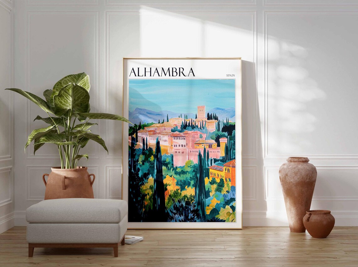 Alhambra Poster Spain Travel Print Spanish Decor Europe Travel Poster European Wall Art Alhambra Gift Alhambra Travel Poster - Image 2