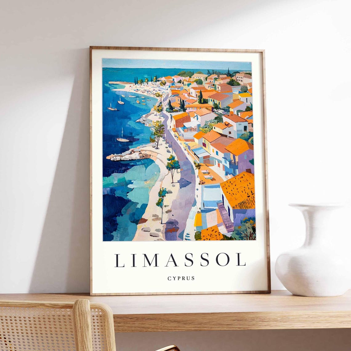 Limassol Cyprus Coastal Town Aerial Turquoise Water View Poster