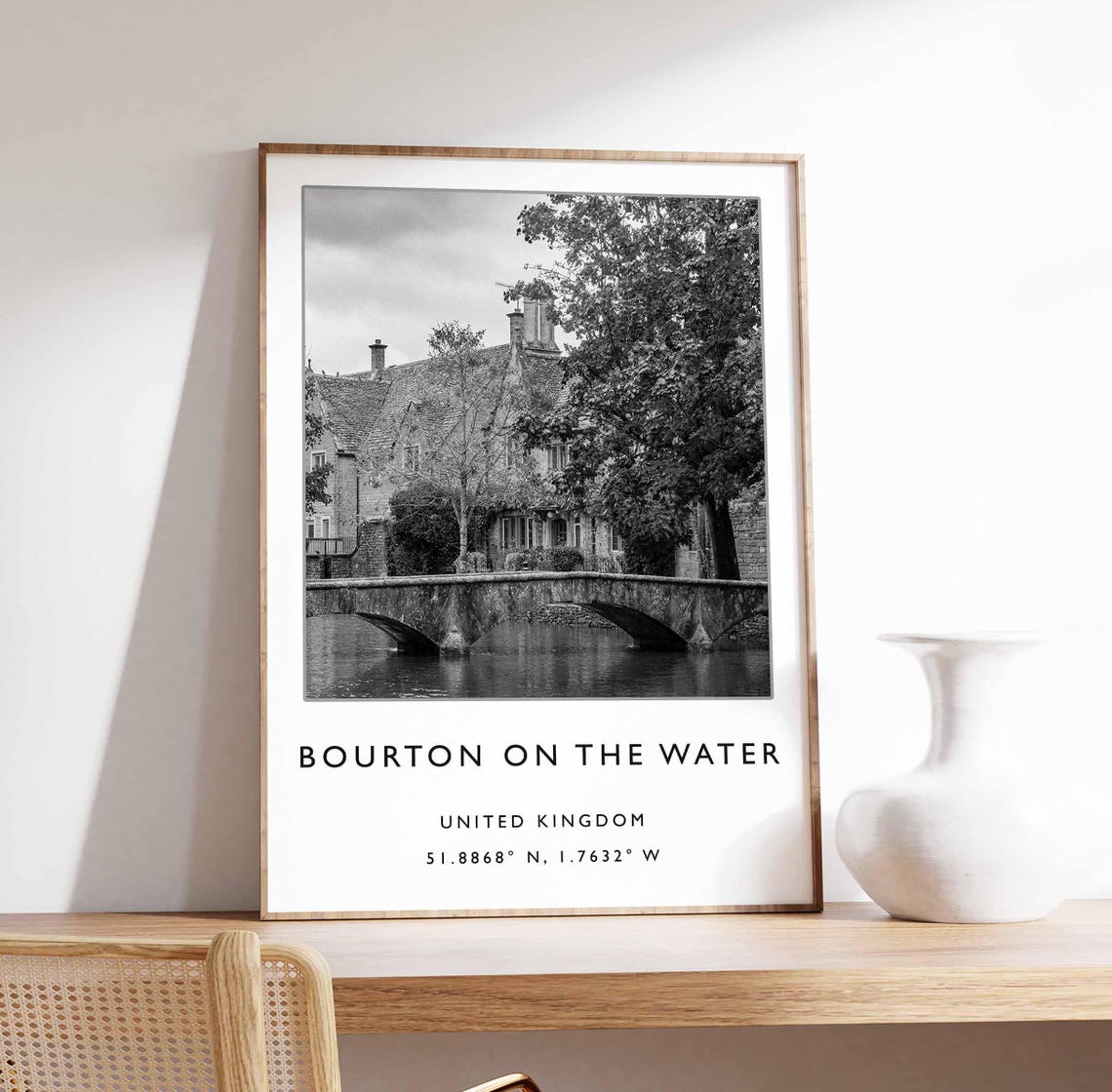 Bourton On The Water United Kingdom Black And White Photo Poster