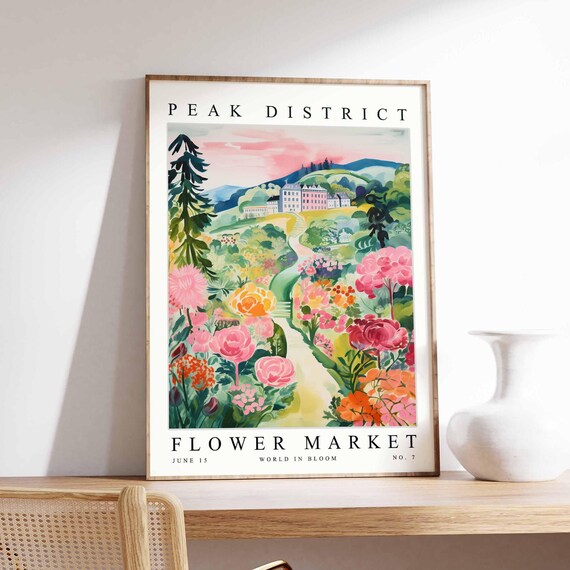 Peak District Rose Garden Path Country House Pink Sunset Bloom Poster