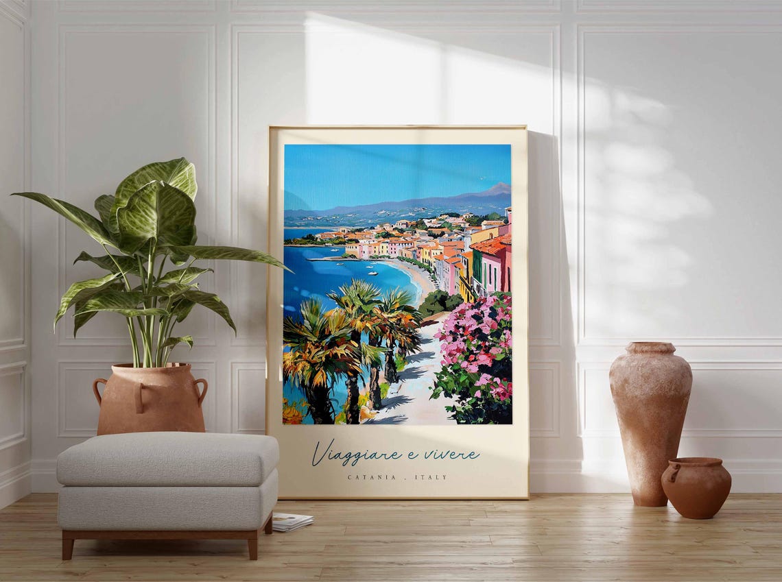 Catania Poster Catania Travel Print Catania Travel Art Catania Wall Art Italy Art Italy Travel Decor Italian Travel Gift - Image 3