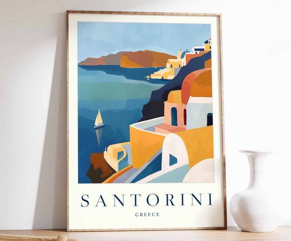 Santorini Poster Santorini Travel Print Greece Wall Art Greek Decor Tropical Decor Sea Print Santorini Gift Santorini Travel Poster