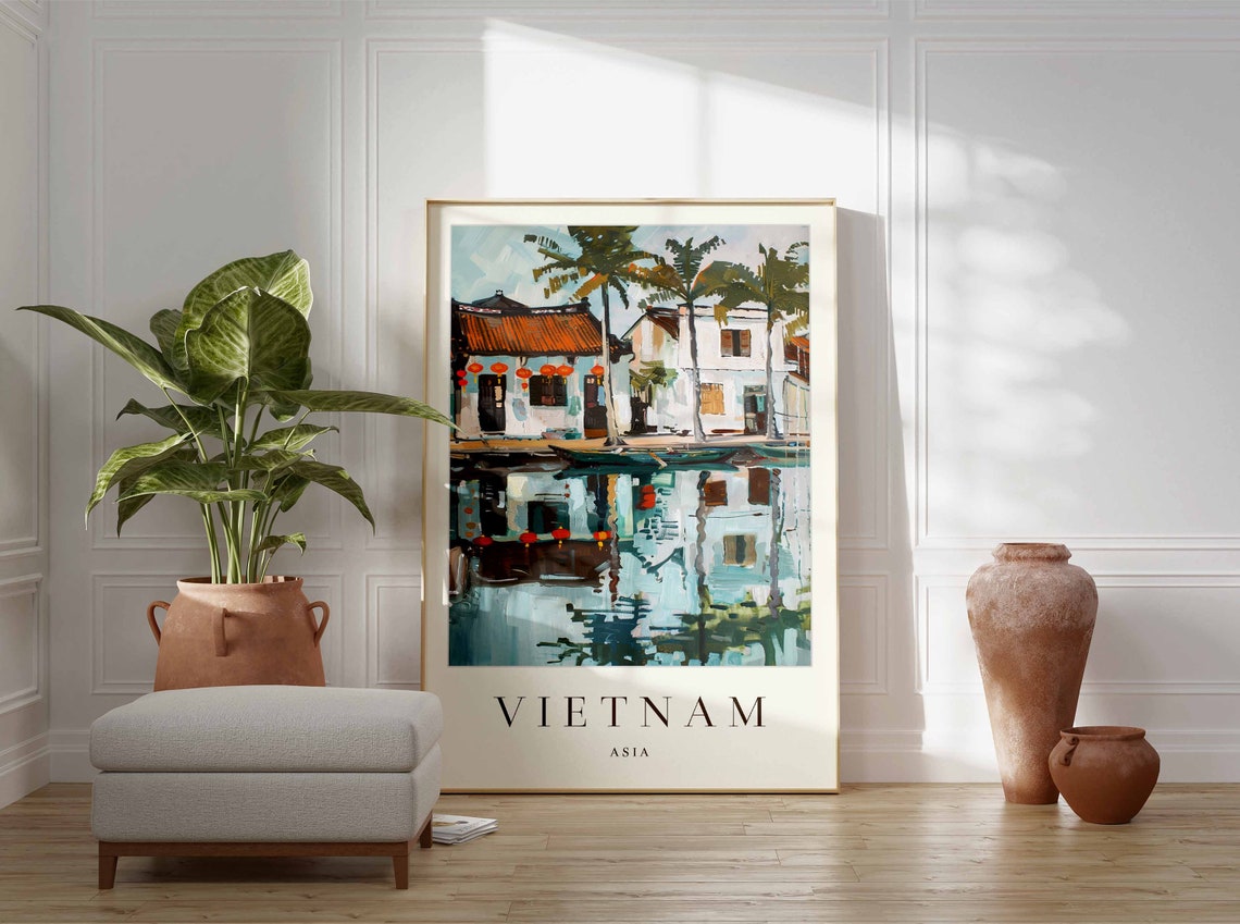Vietnam Poster Vietnam Travel Print Asia Wall Art Asian Decor Tropical Decor Sea Print Vietnam Gift Vietnam Travel Poster - Image 3