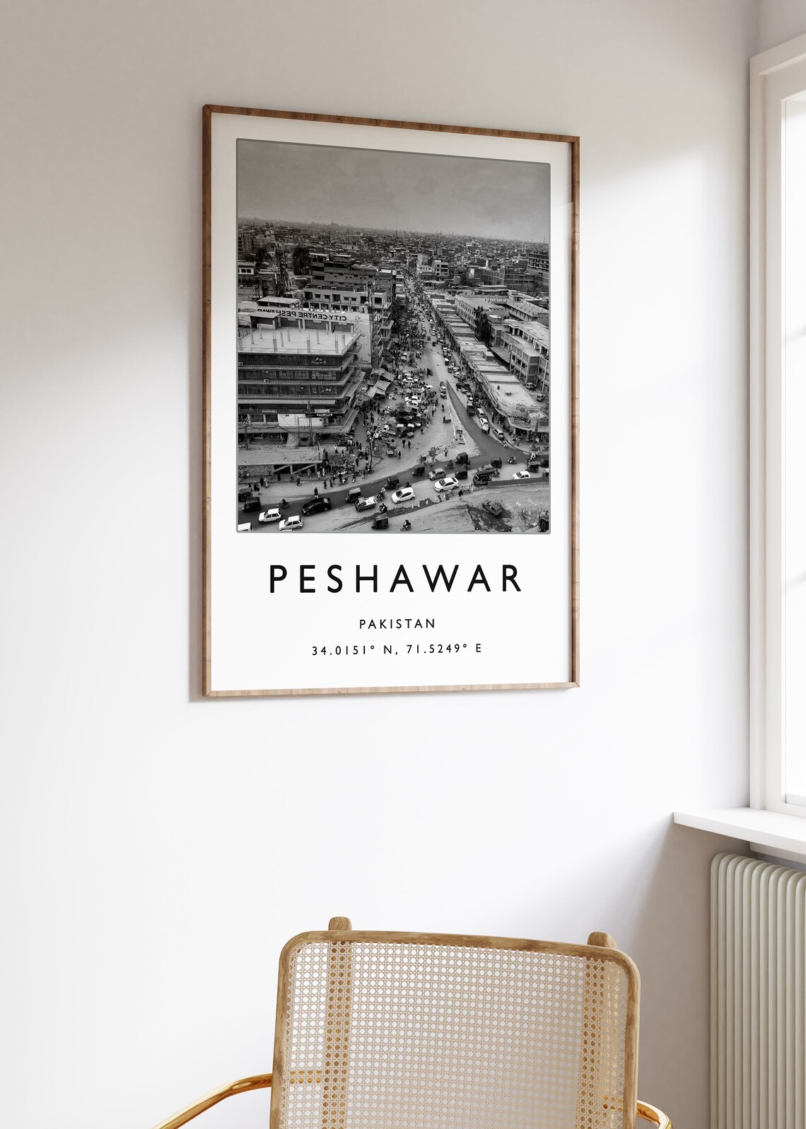 Peshawar Pakistan Black And White Aerial City Photo Travel Poster - Image 2