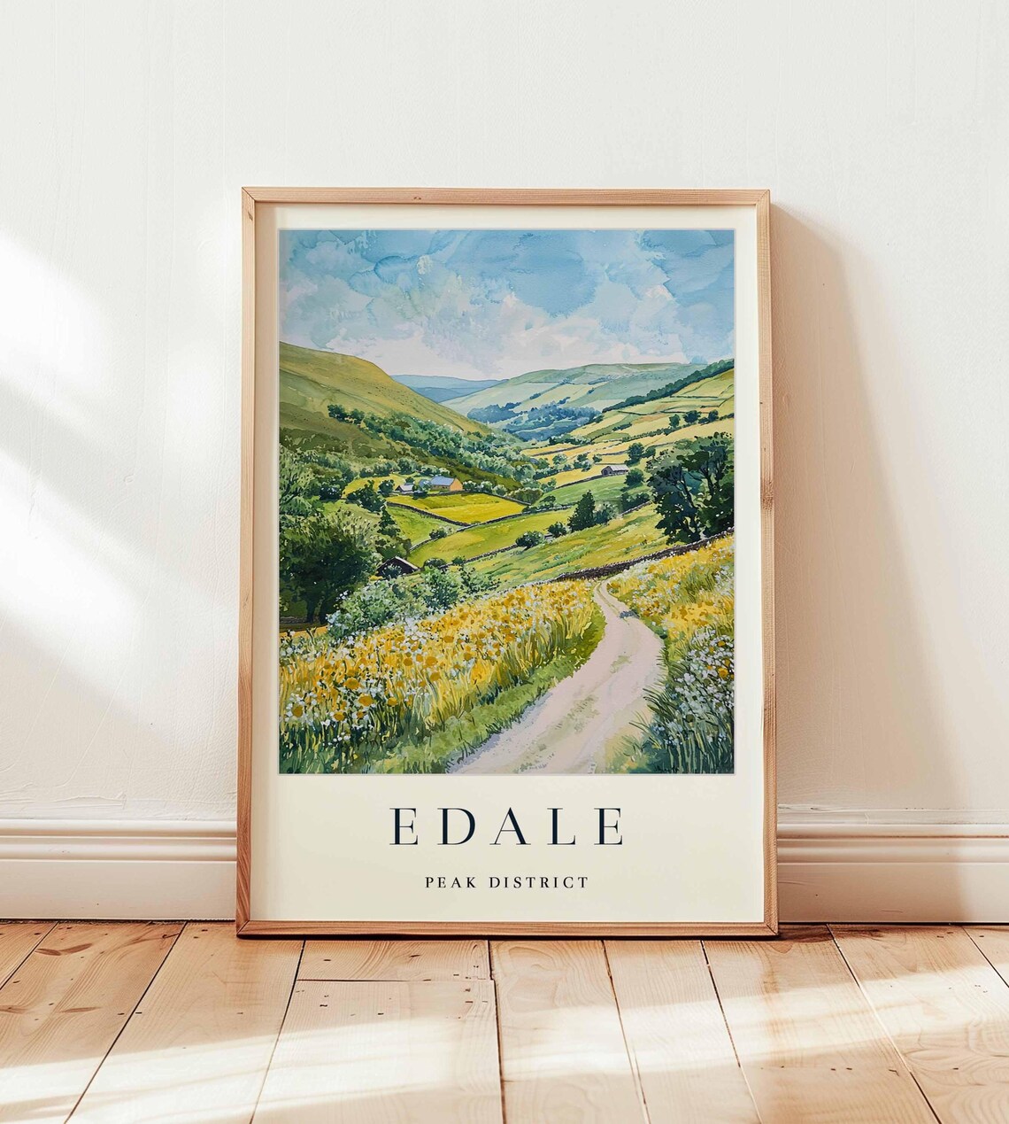 Edale Peak District Watercolor Travel English Landscape Poster