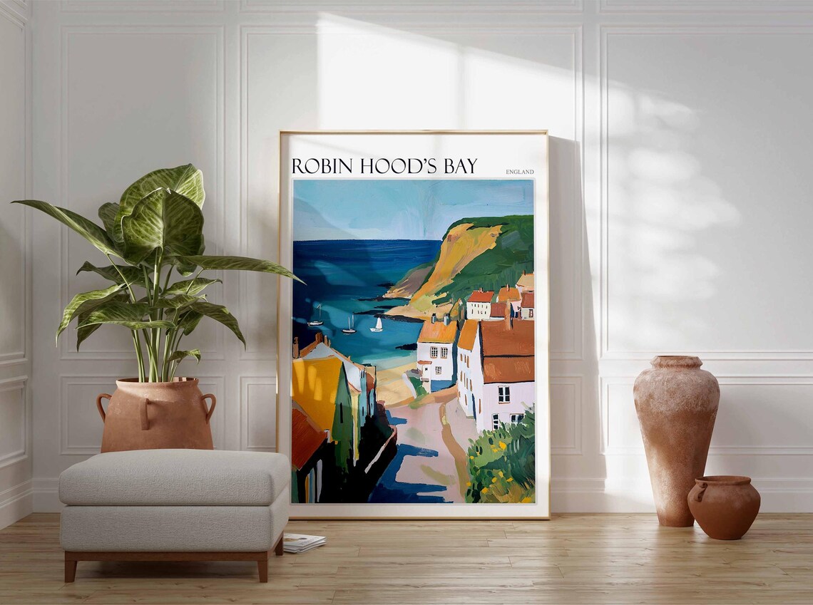 Robin Hood's Bay England Steep Street Sailboats Travel Poster - Image 4