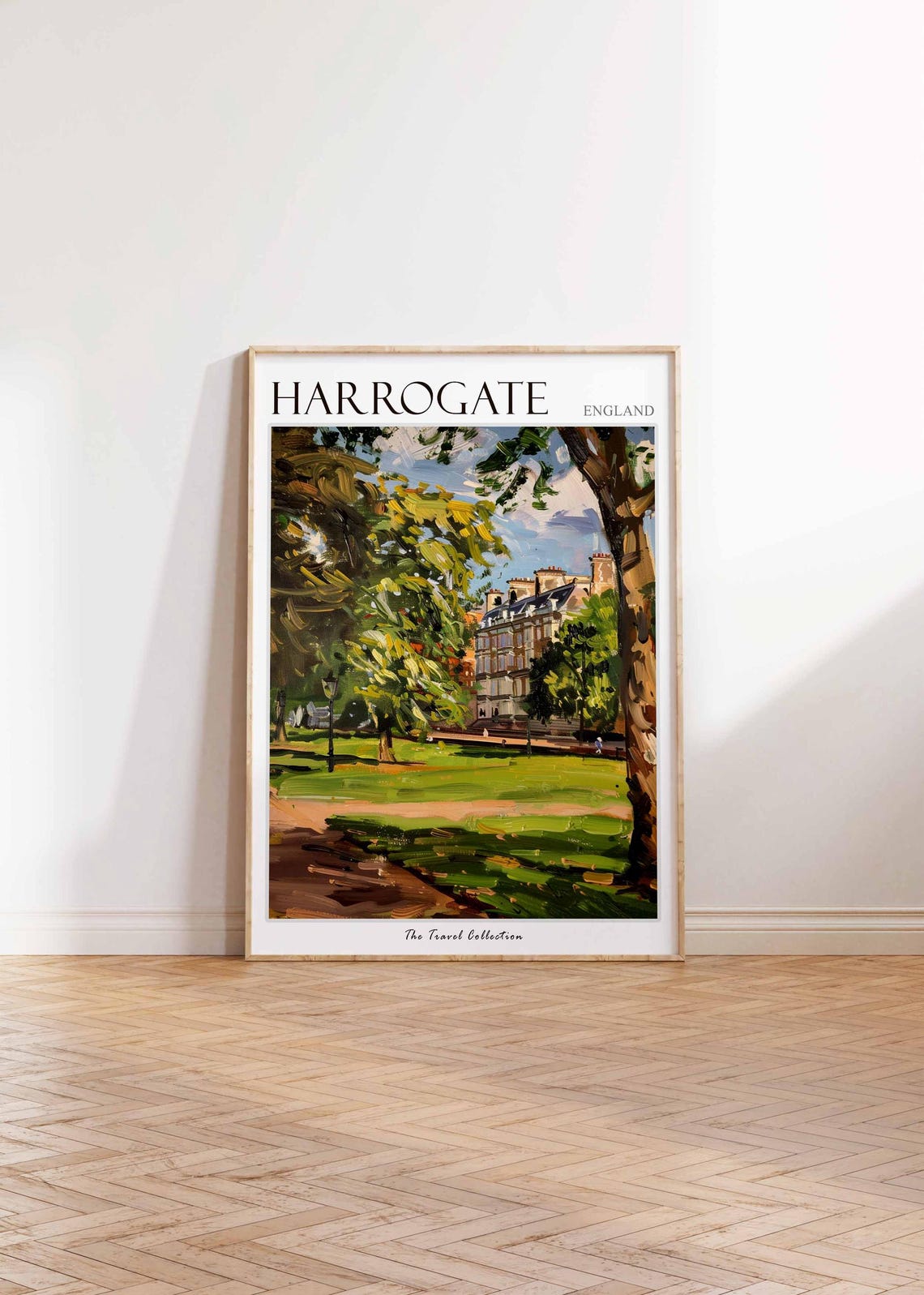 Harrogate England Sunlit Park Grand Building Scene Travel Poster - Image 2