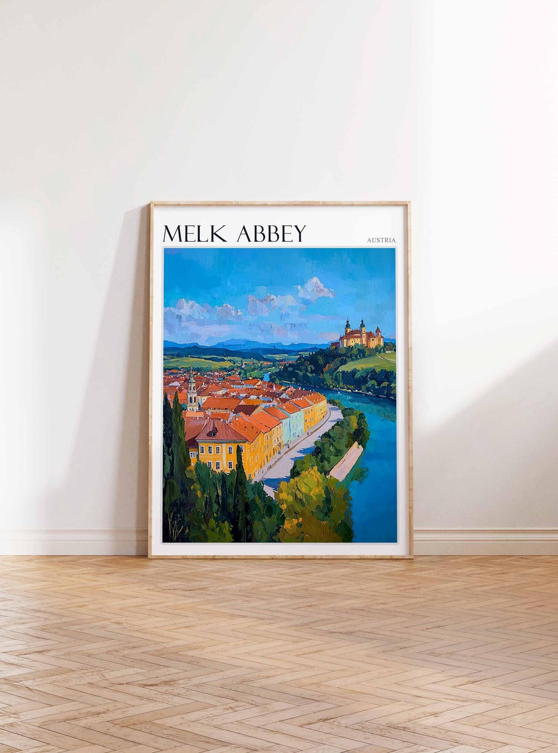 Melk Abbey Austria Danube Bend with Cypress Trees Travel Poster - Image 4
