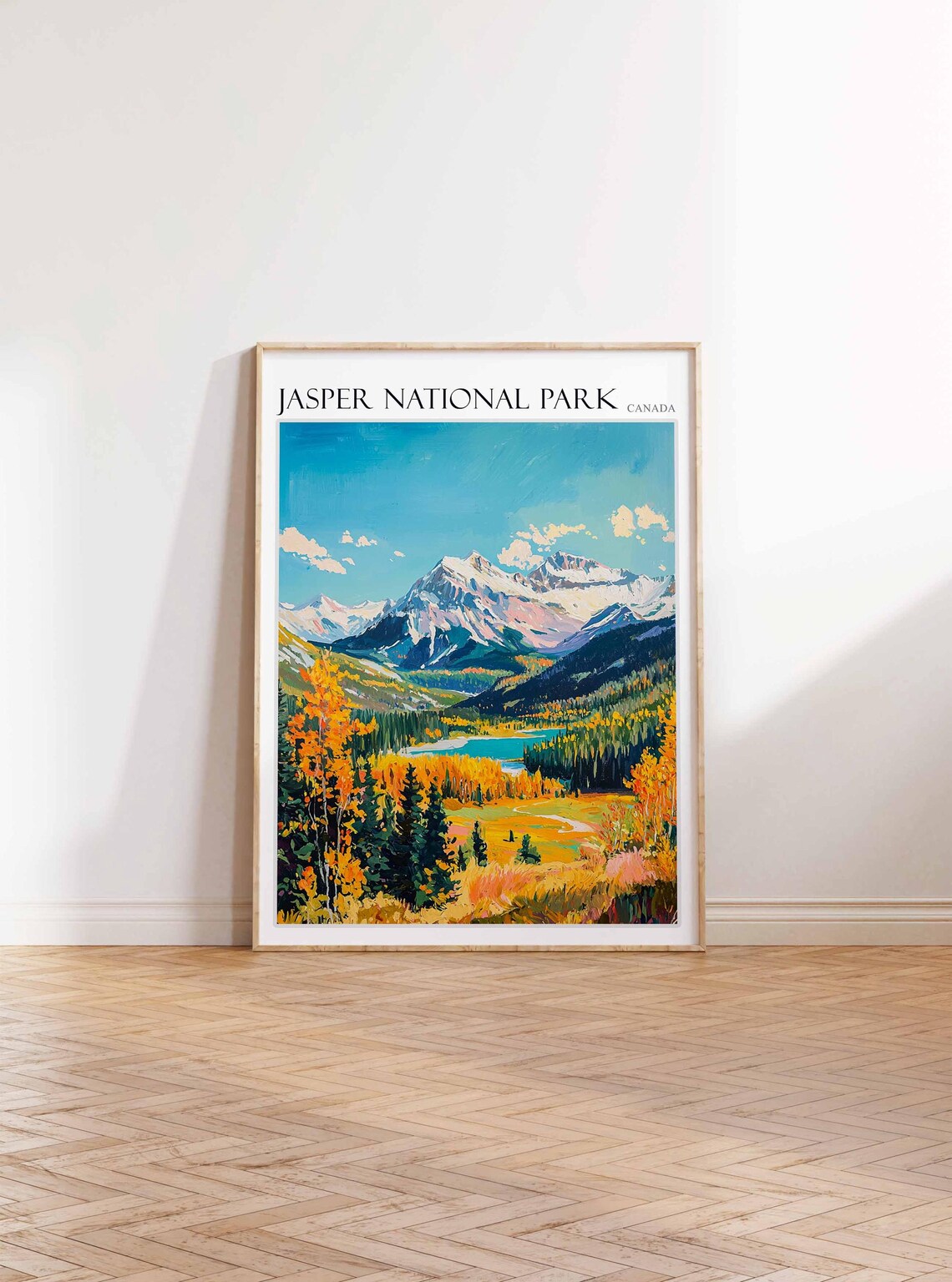 Jasper National Park Canada Golden Autumn Valley Lakeside Art Poster - Image 3