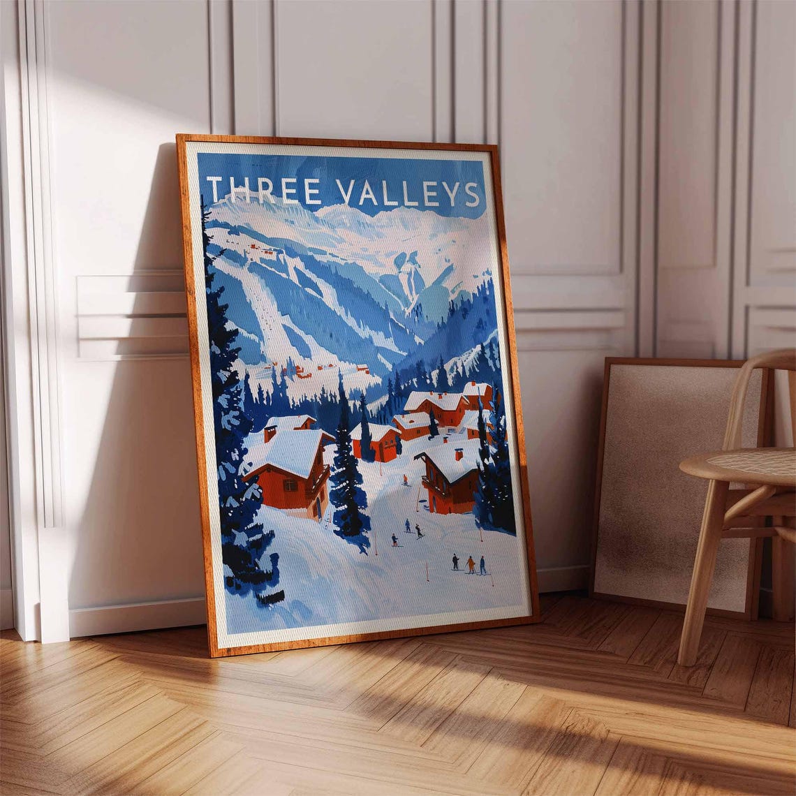 Three Valleys Dramatic Blue Mountains Looming Above Village Poster - Image 3