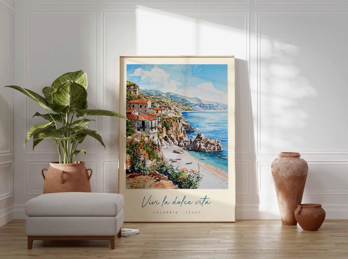 Calabria Poster Calabria Travel Print Calabria Travel Art Calabria Wall Art Italy Art Italy Travel Decor Italian Travel Gift - Image 3