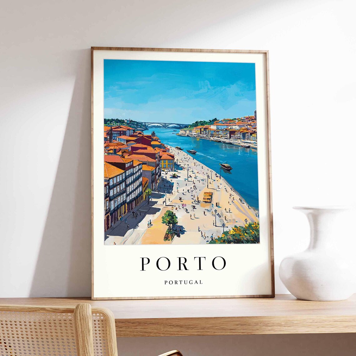 Porto Aerial Riverside Promenade With Dom Luís Bridge Poster