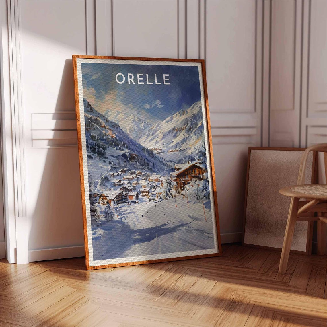 Orelle Dusk Blue Mountain Village Ski Slope Evening Art Poster - Image 3
