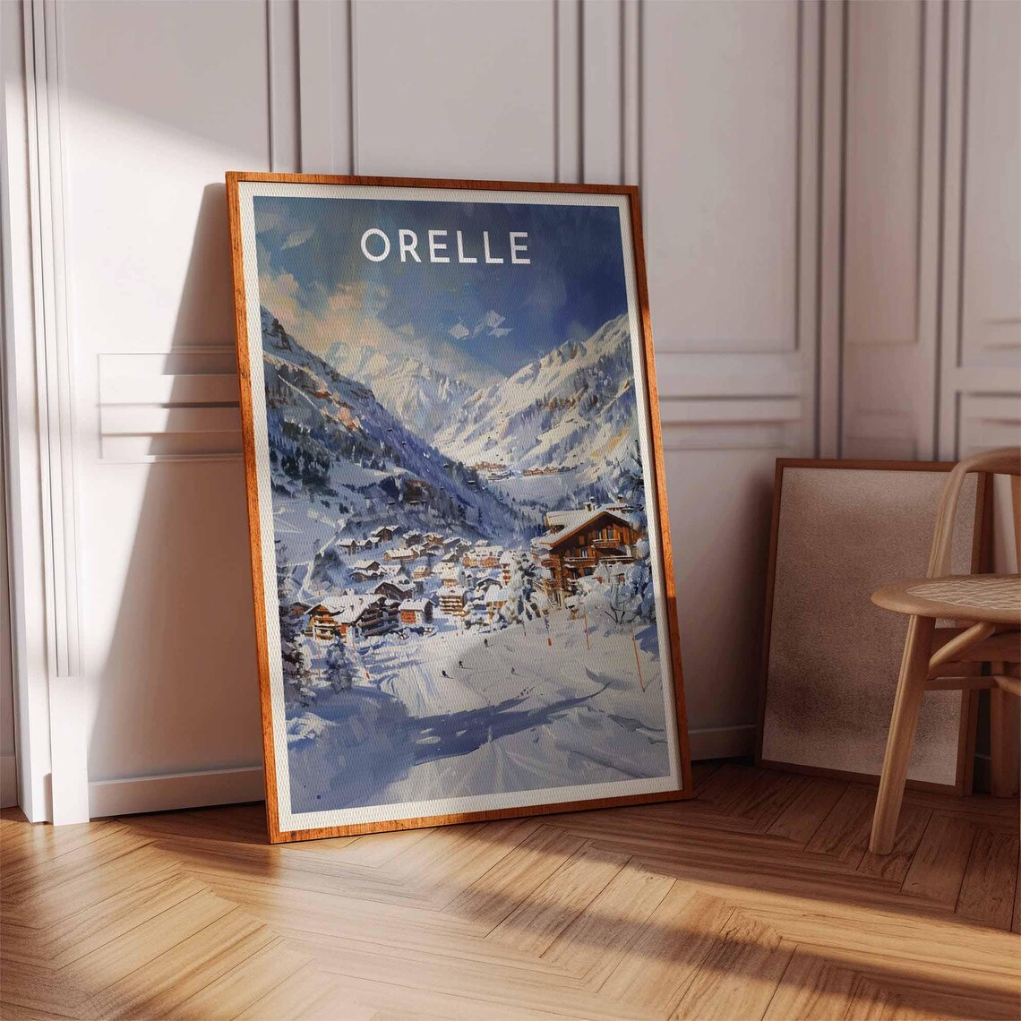 Skiing Travel Poster Orelle Ski Print France Travel Print Skiing Art Skiing Print Winter Sport Art Ski Gift - Image 3
