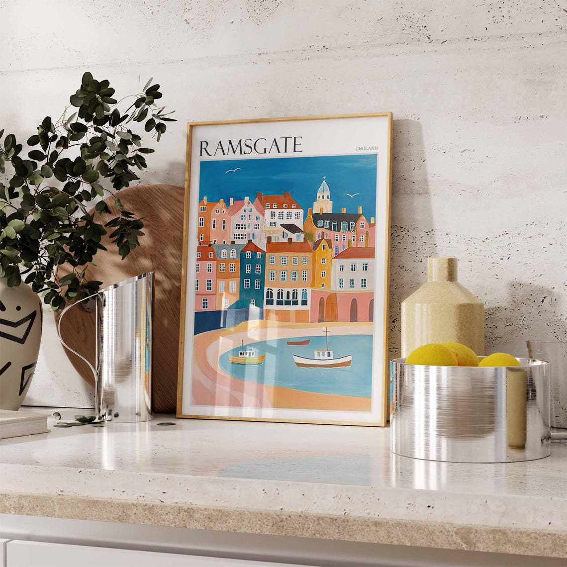 Ramsgate England Charming Harbor Town Pastel Buildings Poster - Image 3