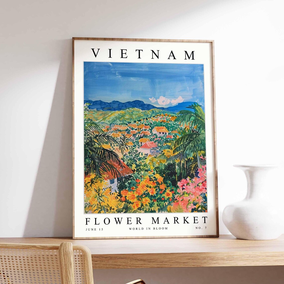 Vietnam Flower Market Tropical Village Hillside Bloom Poster
