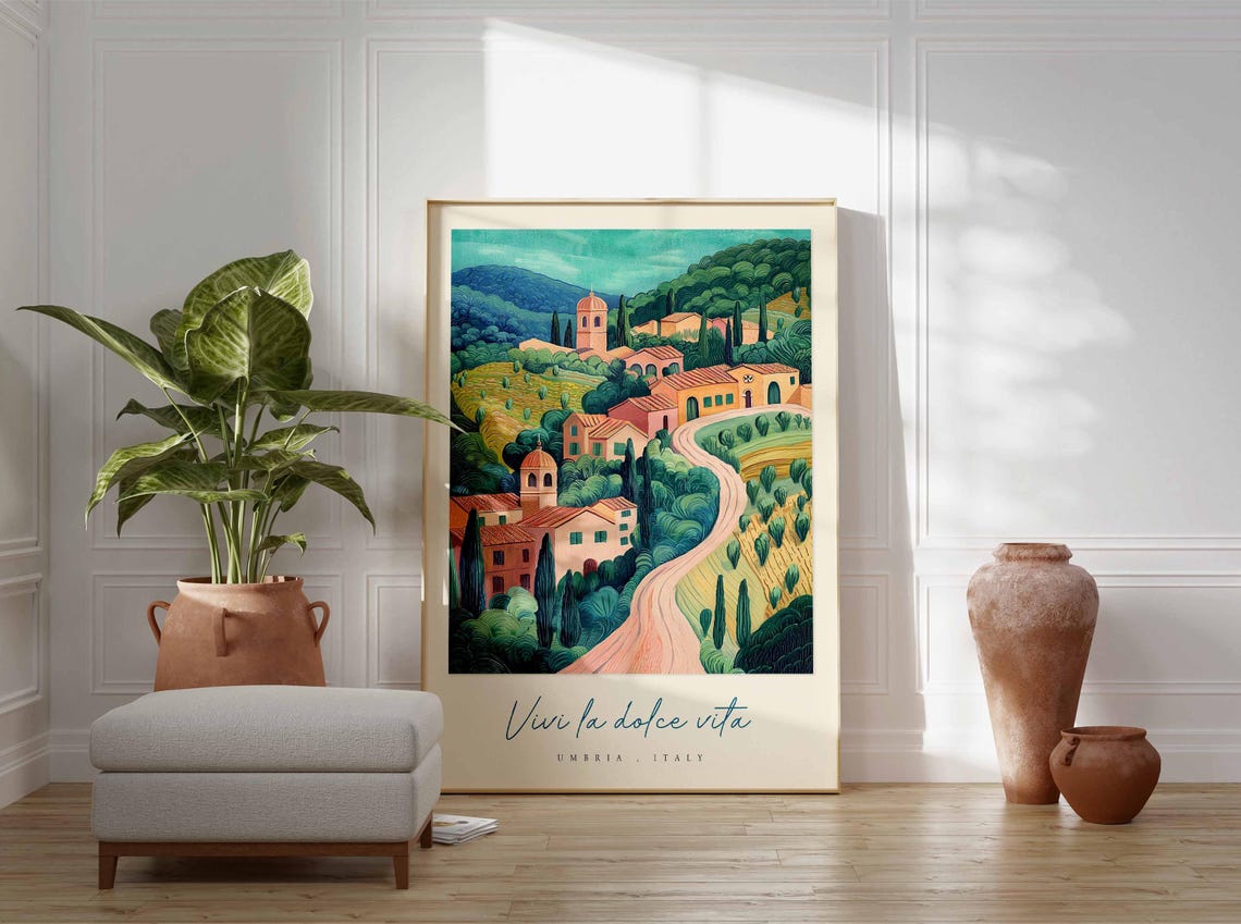 Umbria Poster Italian Travel Print Umbria Travel Art Umbria Wall Art Italy Art Italy Travel Decor Italian Travel Gift - Image 3