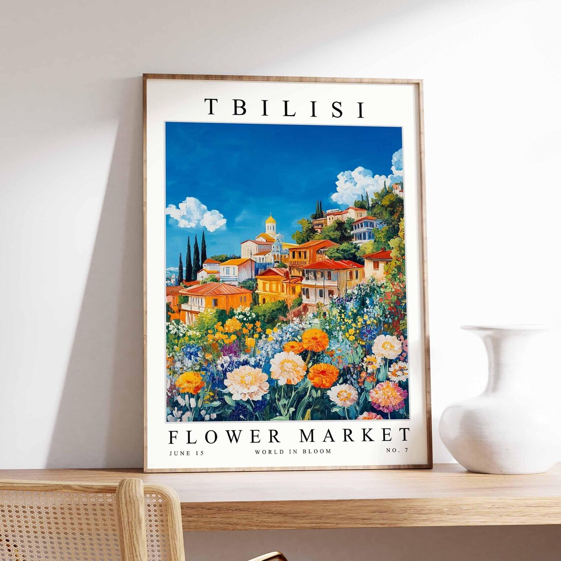 Tbilisi Flower Market Golden Dome Church Hilltop Bloom Poster