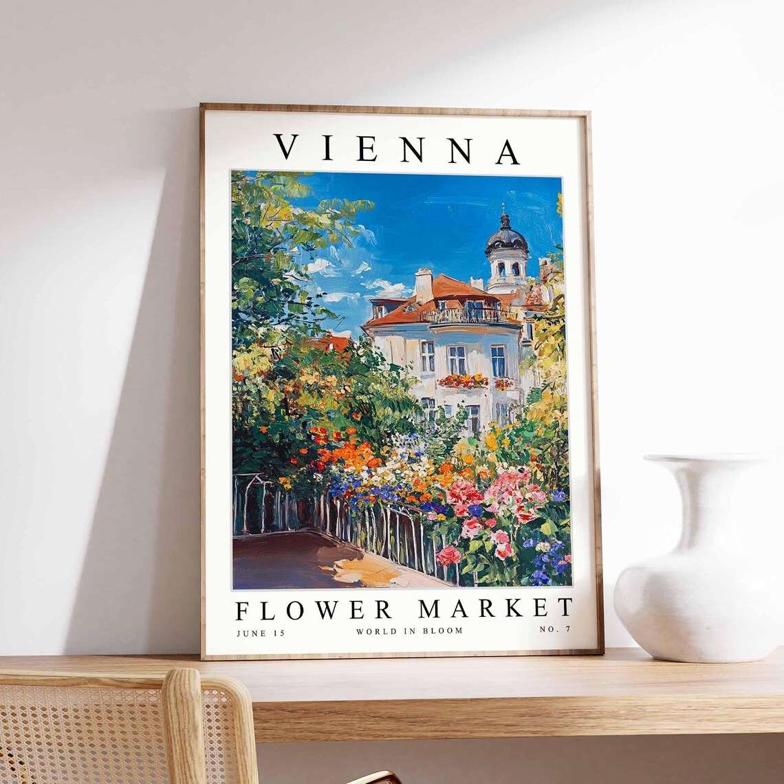 Vienna Flower Market Charming Villa Flower Fence Sunny Bloom Poster