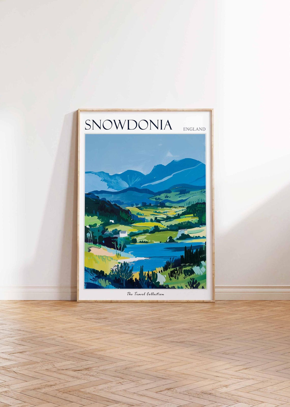Snowdonia Wales Blue Mountains Lake Valley Landscape Art Poster - Image 2