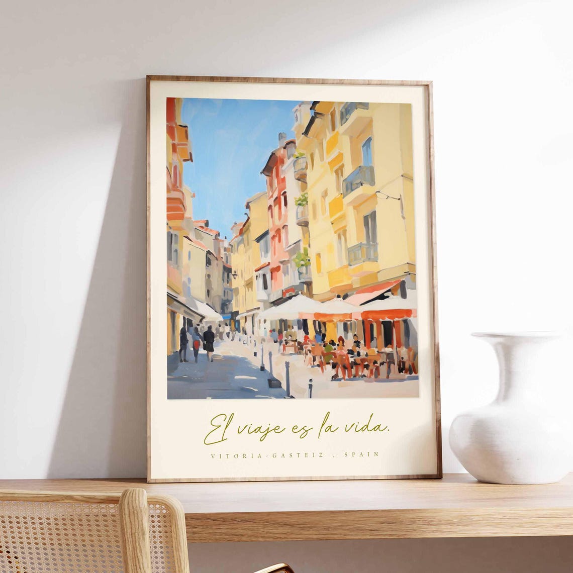 Vitoria Gasteiz Spain Charming Old Town Street Scene Travel Poster