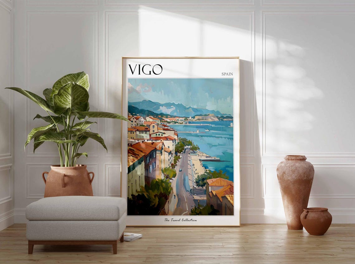 Vigo Poster Spanish Travel Print Vigo Travel Art Vigo Wall Art Spanish Travel Vigo Gift Vigo Travel Art Vigo Travel Poster - Image 2