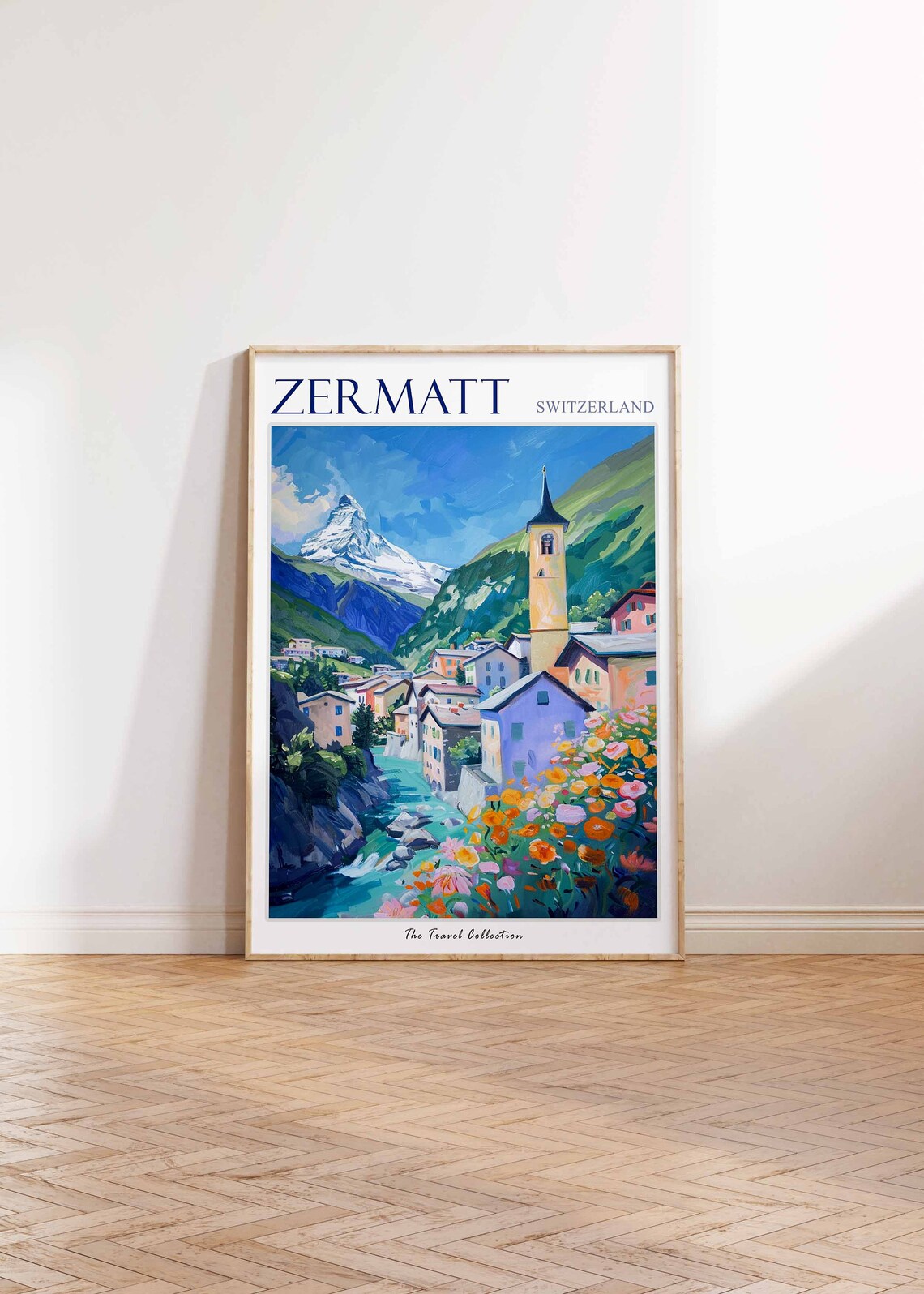 Zermatt Switzerland Travel Poster Matterhorn Mountain Village View - Image 3