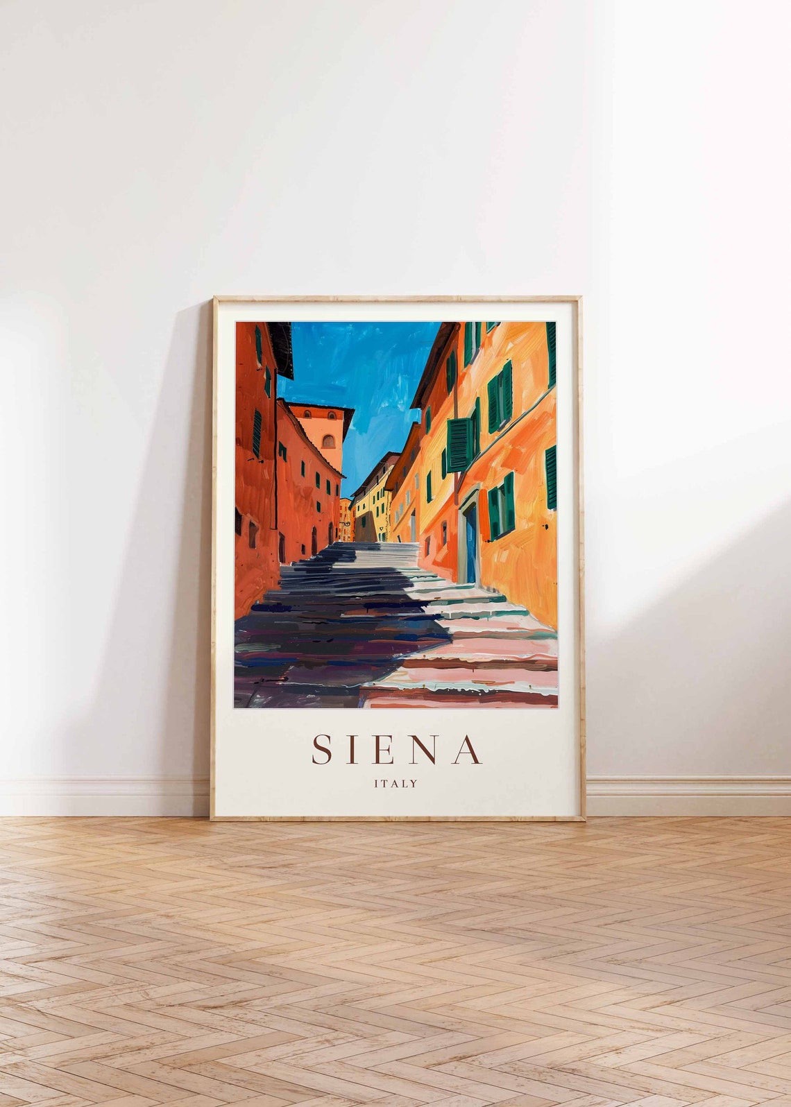 Siena Italy Stepped Street Terracotta Buildings Tuscan Poster - Image 2