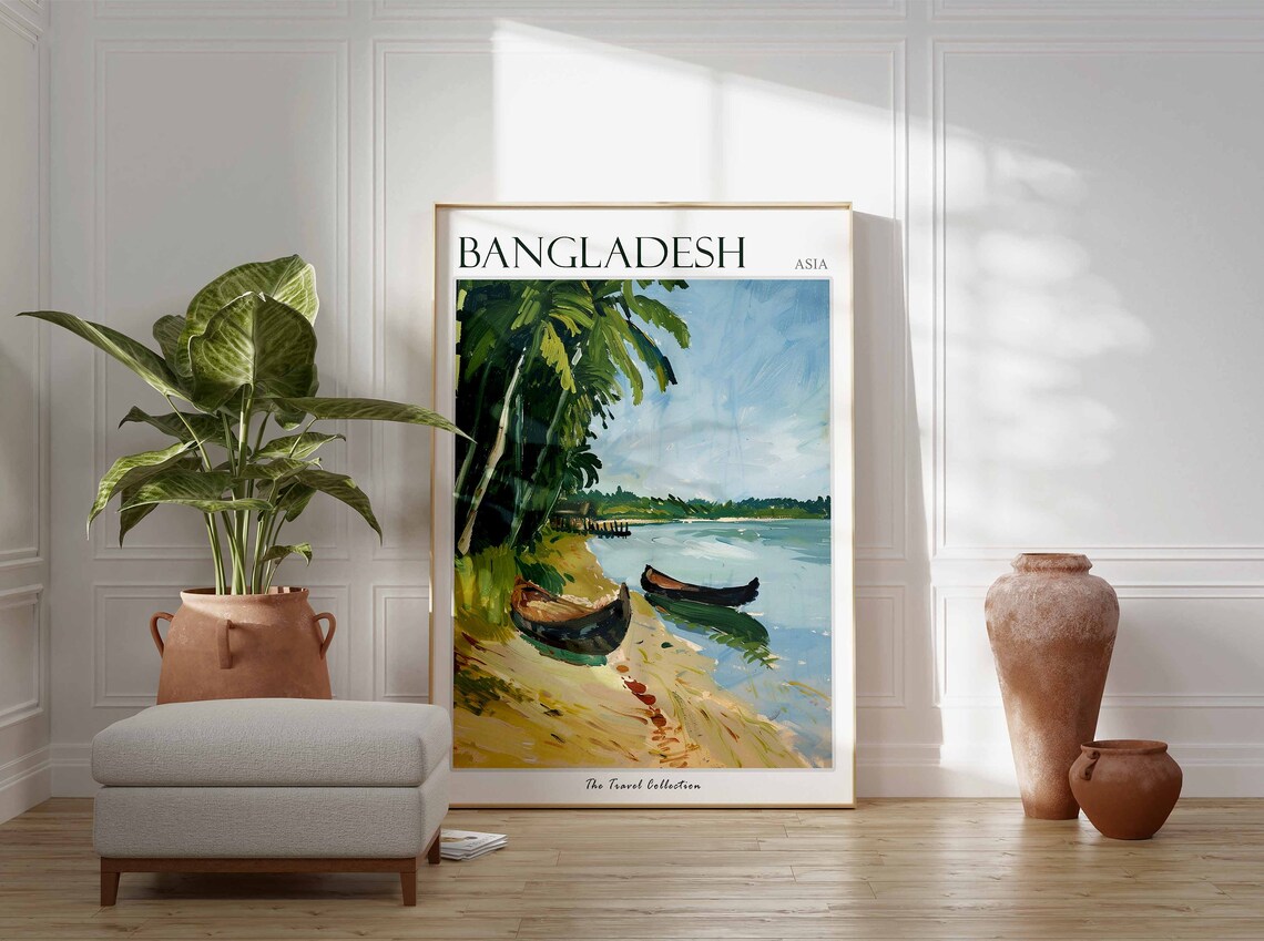 Bangladesh Travel Poster, Islamic Floral Art Print - Image 2