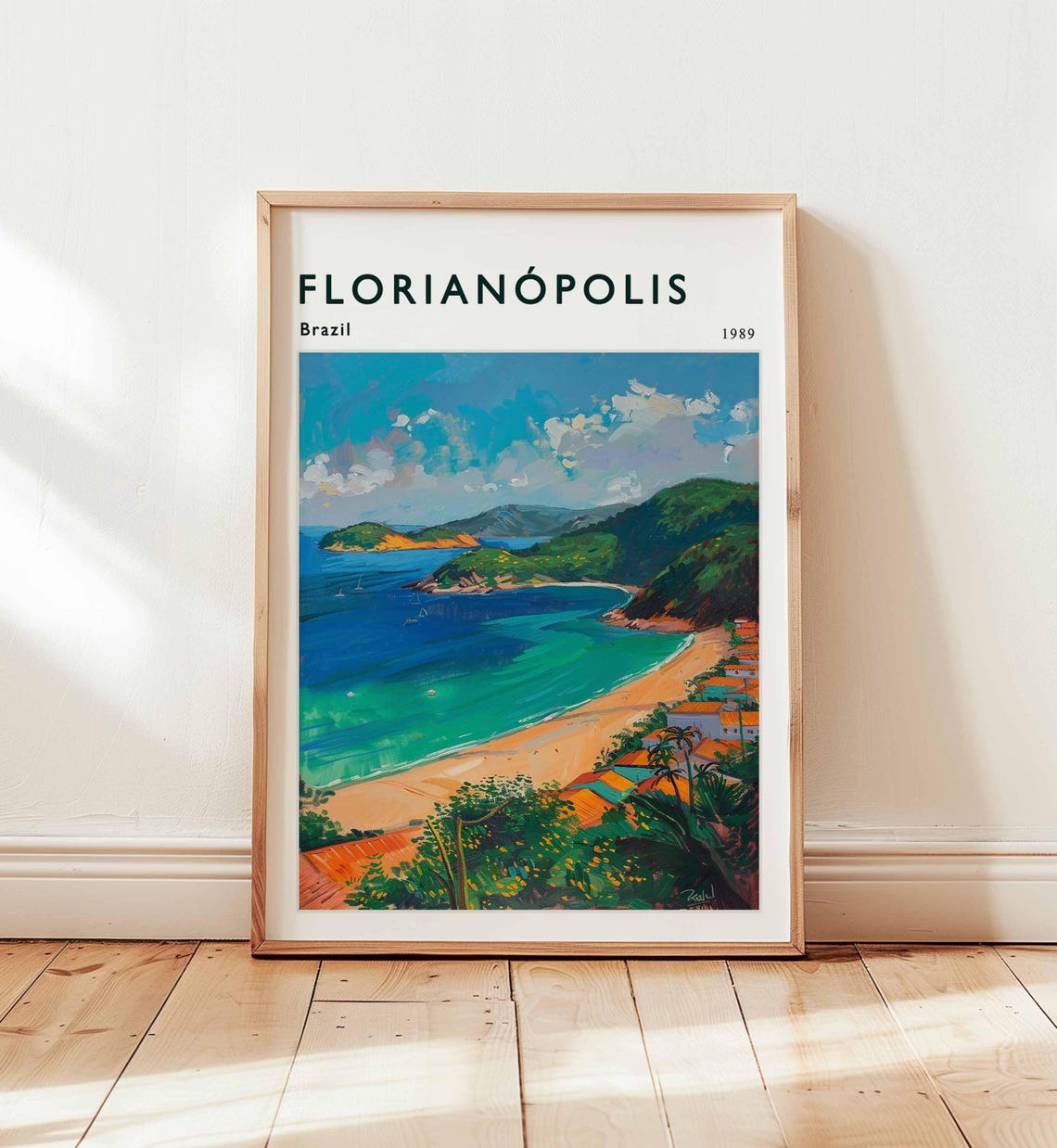 Florianopolis Brazil Sandy Bay Palm Beach Tropical Travel Poster