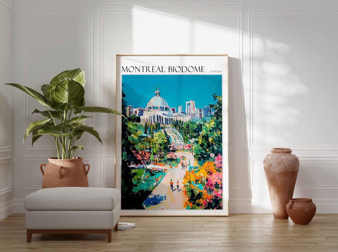 Montreal Biodome Canada Garden Path with City Skyline Travel Poster - Image 3