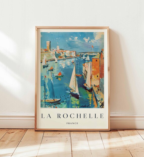 La Rochelle France Harbor Sailboats Historic Tower Travel Poster