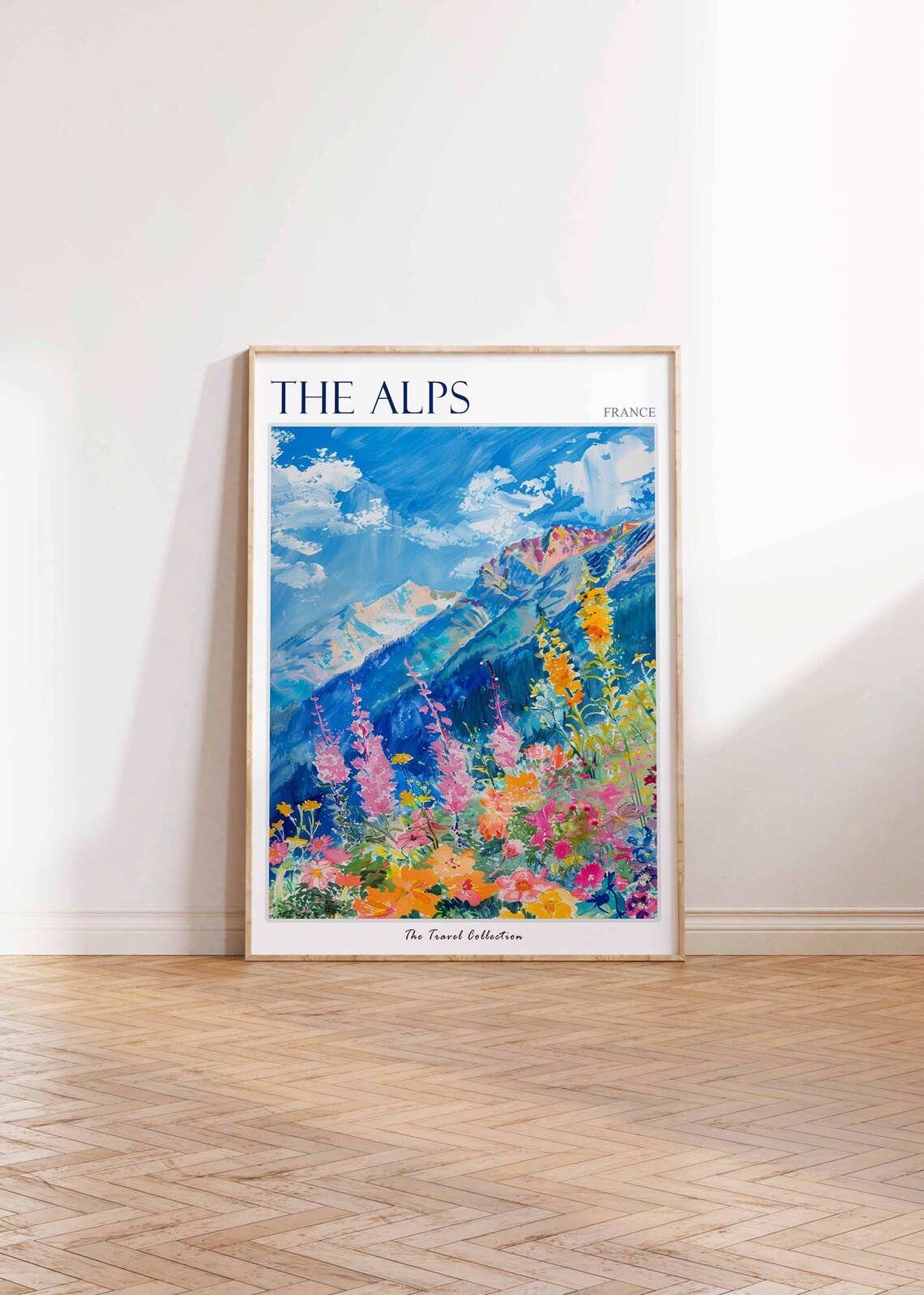 The Alps France Wildflowers Mountain Peaks Colorful Travel Poster - Image 2