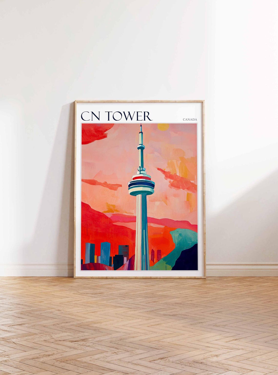 CN Tower Canada Toronto Fiery Red Sunset Sky Close Up Art Poster - Image 3