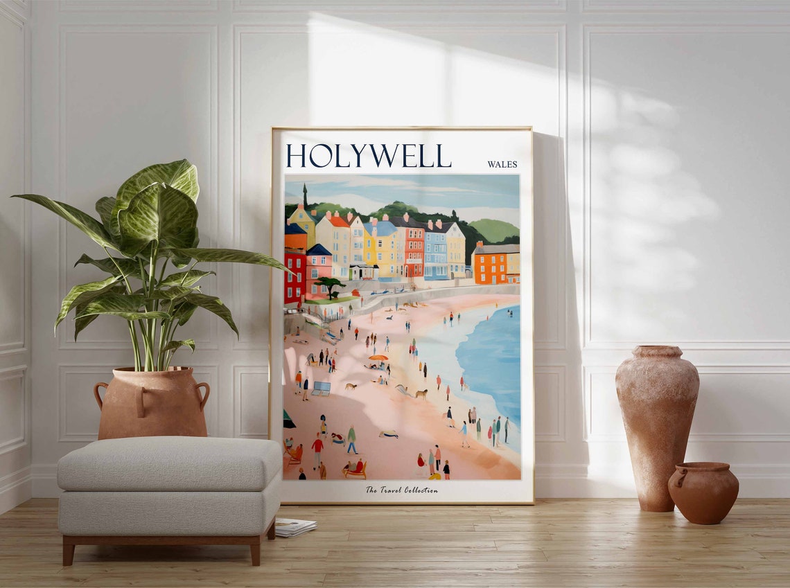 Holywell Poster Holywell Travel Print Wales Travel Poster Welsh Decor Tropical Decor Sea Print Holywell Gift Holywell Travel Poster - Image 3