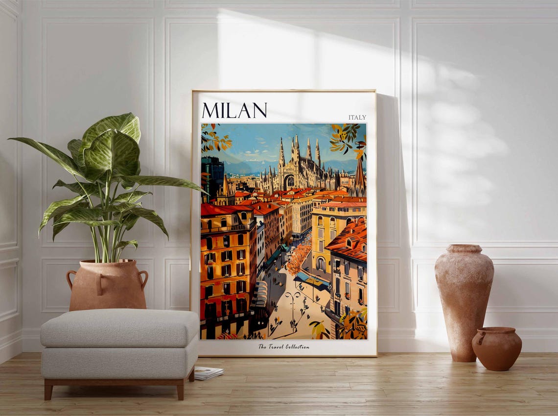 Milan Poster Italian Travel Print Milan Travel Art Milan Wall Art Italian Travel Milan Home Decor Milan Travel Gift - Image 2